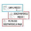 UMYJ ZDEZYNFEKUJ RĘCE, PŁYN DO DEZYNFEKCJI tabliczki 21x8cm