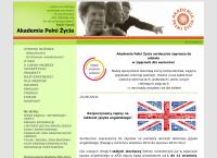 Strona internetowa z Akademia Pełni Życia. Stowarzyszenie