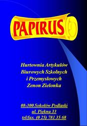Papirus. Hurtownia art. biurowych, szkolnych i przemysłowych. Zielonka Z.