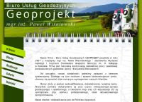 Strona internetowa z Geoprojekt. Biuro Usług Geodezyjnych. Mgr Inż. Paweł Wiśniowski