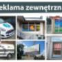 reklama zewnętrzna,
banery reklamowe drukowane,
reklama na witrynach,
reklama na pojazdach,
tablice wielkoformatowe,
billboardy,
druk wielkoformatowy,