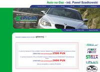 Strona internetowa z Auto Na Gaz. Inż. Szadkowski Paweł. Montaż, Serwis Samochodowych Instalacji Gazowych