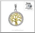 Złote drzewko szczęścia z cyrkoniami zawieszka drzewo życia Gold Tree Of Life