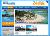 Strona internetowa z Globtroter. Biuro Podróży, Ubezpieczenia, Bilety Lotnicze