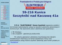 Strona internetowa z Elektrobud. PPU. Sawiński Z.