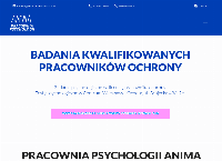 Strona internetowa z Anima Badania Psychologiczne Ochrona Broń Kierowcy