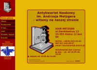 Strona internetowa z Antykwariat Naukowy - Wydawnictwo Antykwaryczne - Andrzej Metzger