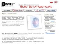 Strona internetowa z Biuro Detektywistyczne Xinvest - Prywatny Detektyw Kraków