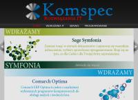 Strona internetowa z Komspec. Firma komputerowa
