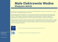 Strona internetowa z Małe Elektrownie Wodne. Władysław Malicki