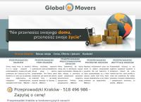 Strona internetowa z Global Movers Przeprowadzki Kraków Tel. 507 750 878