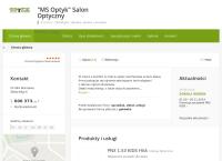 Strona internetowa z MS Optyk Salon Optyczny