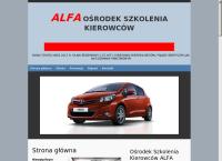 Strona internetowa z Alfa Nauka Jazdy