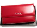 Markowy elegancki damski portfel skórzany Pierre Cardin red