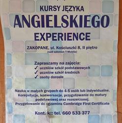 EXPERIENCE Kursy jęz. angielskiego mgr Joanna Piskorz