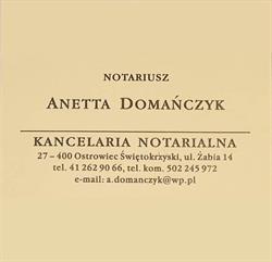 Notariusz Anetta Domańczyk. Kancelaria Notarialna. Ostrowiec Świętokrzyski .