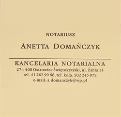 Notariusz Anetta Domańczyk. Kancelaria Notarialna. Ostrowiec Świętokrzyski .