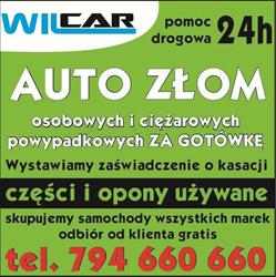 WIL CAR Złomowanie Pojazdów, części samochodowe, POMOC DROGOWA
