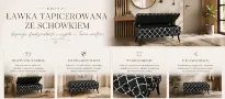 Ławka tapicerowana ze schowkiem Marocco Black