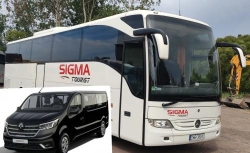 Sigmatourist wynajem autokarów busów transport przewóz osób bus lotnisko Pyrzowice taxi