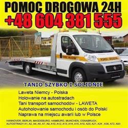 POMOC DROGOWA LAWETA HOLOWANIE NIEMCY ŚWIECKO SŁUBICE BERLIN HANNOVER MAGDEBURG HAMBURG 24h