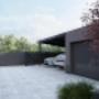 Wiata carport z grafitowym ogrodzeniem