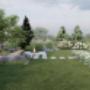 Projekt ogrodu w dzielnicy Rybna w Tarnowskich Górach z centralnie położonym paleniskiem otoczonym bogatymi nasadzeniami lawendy, traw ozdobnych i hortensji. Minimalistyczna pergola harmonizuje z białą architekturą.