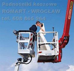 Romart Wynajem Podnośniki Koszowe. Zwyżka Wrocław, podnośnik koszowy 22 do 33 metrów.