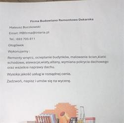 Mateusz Buczkowski Firma Budowlano Remontowo Dekarska